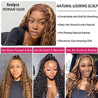 Aveiyce Highlight Ombre Hd Transparent 13X4 Lace Front Wigs Human Hair 180 Density Honey Blonde 427 Deep Wave Lace Front Wigs