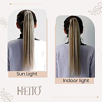 Hetto Blonde Ponytail Hair Extensions Human Hair Ponytail Extensions 10613 Golden Brown Highlight Bleach Blonde Pony Tails Ext