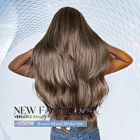 Allbell Brown Wigs For Black Women Long Wavy Ombre Blond Wigs With Bangs Synthetic Wig Hair Repalcement Wigs