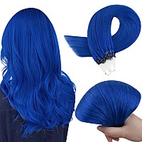 Runature Microbead Hair Extensions Blue Micro Link Hair Extensions Human Hair 16 Inch Micro Ring Hair Extensions Human Hair Blue