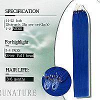 Runature Microbead Hair Extensions Blue Micro Link Hair Extensions Human Hair 16 Inch Micro Ring Hair Extensions Human Hair Blue