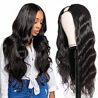 Tahikie U Part Human Hair Wig Body Wave 180 Density U Part Wig Brazilian Virgin Human Hair Wig For Black Women 10A Full Head Cl