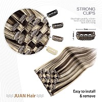 Clip in Hair Extensions 70G Dark Brown to Blonde 100% Remy Human Hair Soft Silky Straight for Fashion Women 7pcs 16clips One Pack (12 Inch #2P613)