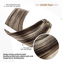 Clip in Hair Extensions 70G Dark Brown to Blonde 100% Remy Human Hair Soft Silky Straight for Fashion Women 7pcs 16clips One Pack (12 Inch #2P613)