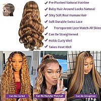 Manorshen Body Wave Ombre Highlight Transparent Lace Frontal Wigs Brazilian Virgin 13X4 Lace Front Glueless Brazilian Human Hair