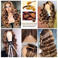 Manorshen Body Wave Ombre Highlight Transparent Lace Frontal Wigs Brazilian Virgin 13X4 Lace Front Glueless Brazilian Human Hair