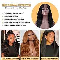 Tahikie U Part Human Hair Wig Body Wave 180 Density U Part Wig Brazilian Virgin Human Hair Wig For Black Women 10A Full Head Cl