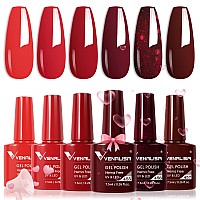 Venalisa Hemafree Red Gel Nail Polish Set 6 Colors Popular Red Burgundy Glitter Gel Polish Kit Diy At Home Salon Christmas Ne