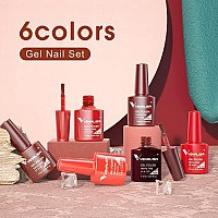 Venalisa Hemafree Red Gel Nail Polish Set 6 Colors Popular Red Burgundy Glitter Gel Polish Kit Diy At Home Salon Christmas Ne