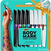 Bic Bodymark Temporary Tattoo Markers For Skin Color Collection Flexible Brush Tip Assorted Colors Skinsafe Cosmetic Quali