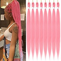 Braiding Hair Pre Stretched 8 Packs Prestretched Braiding Hair 36 Inch Ombre Braiding Hair Itch Free Pink Yaki Synthetic Hair