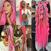 Braiding Hair Pre Stretched 8 Packs Prestretched Braiding Hair 36 Inch Ombre Braiding Hair Itch Free Pink Yaki Synthetic Hair