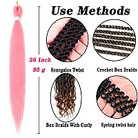 Braiding Hair Pre Stretched 8 Packs Prestretched Braiding Hair 36 Inch Ombre Braiding Hair Itch Free Pink Yaki Synthetic Hair