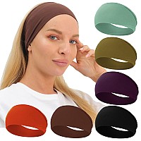 RITOPER Head Bands for Women's Hair, Extra Soft Workout Wide Thick Headbands, Non Slip Yoga Black Sweat Band Hair Bands, 6 Pack Solid Headbands.