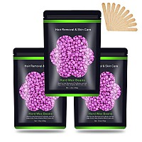 Wax Beads for Hair Removal 10.5oz/ 300g, Auperwel Hard Wax Beans for Brazilian, Face, Bikini, Eyebrow, Legs, At Home Painless Waxing Beads for Women Men 3 packs