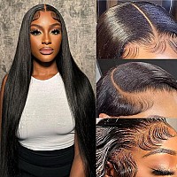 13x4 Lace Front Wigs Human Hair Pre Plucked 180% Density 30Inch Straight HD Transparent Lace Frontal Wigs Human Hair 12A Glueless Wigs Human Hair Lace Front Wigs for Black Women with Baby Hair