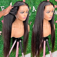 Sihuashow 13X4 Straight Lace Front Wigs Human Hair 180 Density Glueless Hd Transparent Straight Lace Frontal Wigs Human Hair Bl