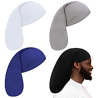 Tatuo 4 Pieces Unisex Jumbo Dreadlock Cap Long Hair Dreads Head Wrap Sleeping Cap Hair Accessories Sleep Bonnet For Men Womenbl