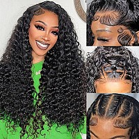 Qthair 14A Grade 5X5 Transparent Color Lace Closure 130150 Density 18 5X5 Deep Wave Closure