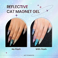 Supwee Reflective Cat Eye Gel Nail Polish Sparkling Holographic Magnetic Nail Polish Gel 9D Cateye Gel Polish Set 12 Colors With