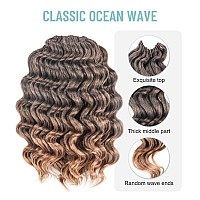 Toyotree Ocean Wave Crochet Hair 9 Inch 8 Packs Ombre Blonde Short Curly Deep Wave Crochet Hair Synthetic Ocean Wave Braiding