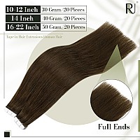 Runature Tape Ins Human Hair Extensions 24 Inch Color 4 Brown Human Hair Tape In Extensions Invisible Pu Tape In Hair Extension