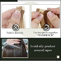 Runature Tape Ins Human Hair Extensions 24 Inch Color 4 Brown Human Hair Tape In Extensions Invisible Pu Tape In Hair Extension