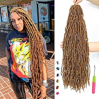 8 Packs Faux Locs Crochet Hair 24 Inch New Soft Locs Crochet Hair For Black Women Pre-looped Long Goddess Locs Crochet Braids Curly Wavy Braiding Hair Extension (27#)