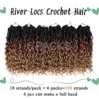 LIYATE Goddess Locs Crochet Hair 10 Inch 6 Packs Faux Locs Crochet Hair for Women Pre Looped Soft River Locs Crochet Braids with Curly Hair Boho Hippie Locs Synthetic Hair Extensions(T1B/30/27)