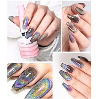 9D Cat Eye Gel Nail Polish Holographic Rainbow Nail Art Gel Polish 15Ml05Fl Oz Galaxy Shiny Nail Polish With Magnetic Stick