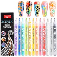 Nail Art Graffiti Pen Set 12Pcs Waterproof Drawing Marker Pen For Nails Neon Enamels Black White Quick Dry Nail Art Painting Pen