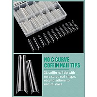 240Pcs Extra Long Coffin Nail Tips Half Cover Clear Nail Tips For Acrylic Nails Professional 12 Sizes Artificial Xl Long False