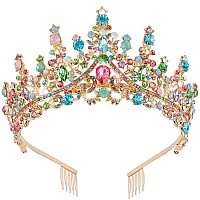 Curasa Baroque Tiaras Multicolor Crown For Women Birthday Crown For Girls Vintage Princess Crown Rhinestone Headbands Queen Crow