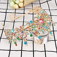 Curasa Baroque Tiaras Multicolor Crown For Women Birthday Crown For Girls Vintage Princess Crown Rhinestone Headbands Queen Crow