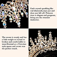 Curasa Ab Gold Crowns For Women Princess Tiara For Girls Crystal Birthday Crown Wedding Tiara For Bride Gold Headpiece For Women