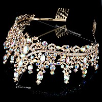 Curasa Ab Gold Crowns For Women Princess Tiara For Girls Crystal Birthday Crown Wedding Tiara For Bride Gold Headpiece For Women