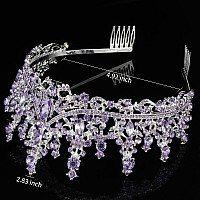 Curasa Purple Crystal Tiaras And Crown With Comb Royal Queen Crowns For Women Birthday Princess Crown For Women Girl Wedding Cro