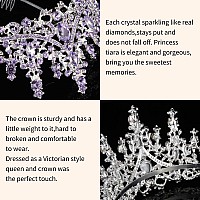 Curasa Purple Crystal Tiaras And Crown With Comb Royal Queen Crowns For Women Birthday Princess Crown For Women Girl Wedding Cro