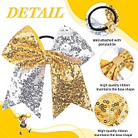 Oaoleer 12 Count 7 Cheer Bow Handmade Sequin Glitter Ribbon Hair Tie For Cheerleading Team Sports Girls Hair Accessories Go