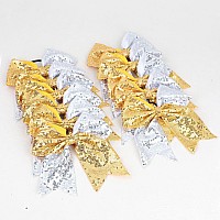 Oaoleer 12 Count 7 Cheer Bow Handmade Sequin Glitter Ribbon Hair Tie For Cheerleading Team Sports Girls Hair Accessories Go