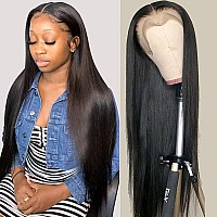 Miss Flower 32Inch Lace Front Wigs Human Hair 180% Density 13x4 HD Transparent Straight Lace Front Wigs Human Hair Pre Plucked Glueless Wigs Human Hair Wigs For Black Women