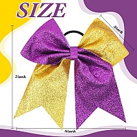 Oaoleer 12 Count 7 Hair Bows 12Pcs 7 Glitter Cheer Hair Bows For Girls Premium Quality Sequin Hair Ties With Elastic Band