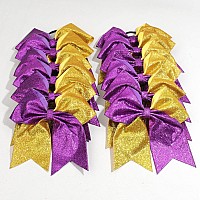 Oaoleer 12 Count 7 Hair Bows 12Pcs 7 Glitter Cheer Hair Bows For Girls Premium Quality Sequin Hair Ties With Elastic Band