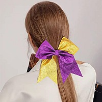 Oaoleer 12 Count 7 Hair Bows 12Pcs 7 Glitter Cheer Hair Bows For Girls Premium Quality Sequin Hair Ties With Elastic Band