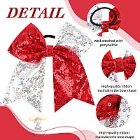 Oaoleer Glitter Hair Bows For Girls 12Pcs Large Sparkly Ponytail Holders With Elastic Band For Cheerleading And Sports Silver