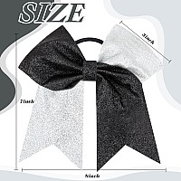 Oaoleer 12Pcs 7 Glitter Cheer Bows Large Sparkly Hair Bows For Girls Cheerleader Bows With Elastic Band Hair Accessory Fo