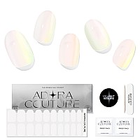 Adora Couture Semi Cured Gel Nail Strips 20Pcs Aurora Iridescent Green To Pink Glaze Gel Nail Strips Gel Nail Wraps Kit For