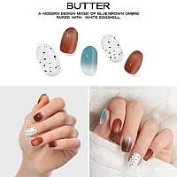 Adora Couture Semi Cured Gel Nail Strips 20Pcs Checkerboard Brown 3D Gold Color Sticker Glaze Nail Strips Gel Nail Stickers