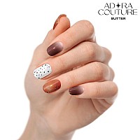 Adora Couture Semi Cured Gel Nail Strips 20Pcs Checkerboard Brown 3D Gold Color Sticker Glaze Nail Strips Gel Nail Stickers