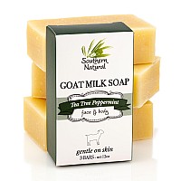 Southern Natural Goat Milk Soap Bar 3 Pack Tea Tree Peppermint For Dry Sensitive Skin Natural Handmade Soap For Men Women